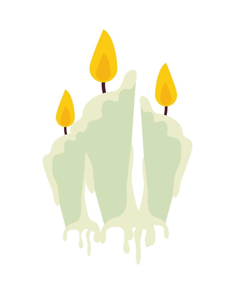 halloween candles with flames isolated icon vector