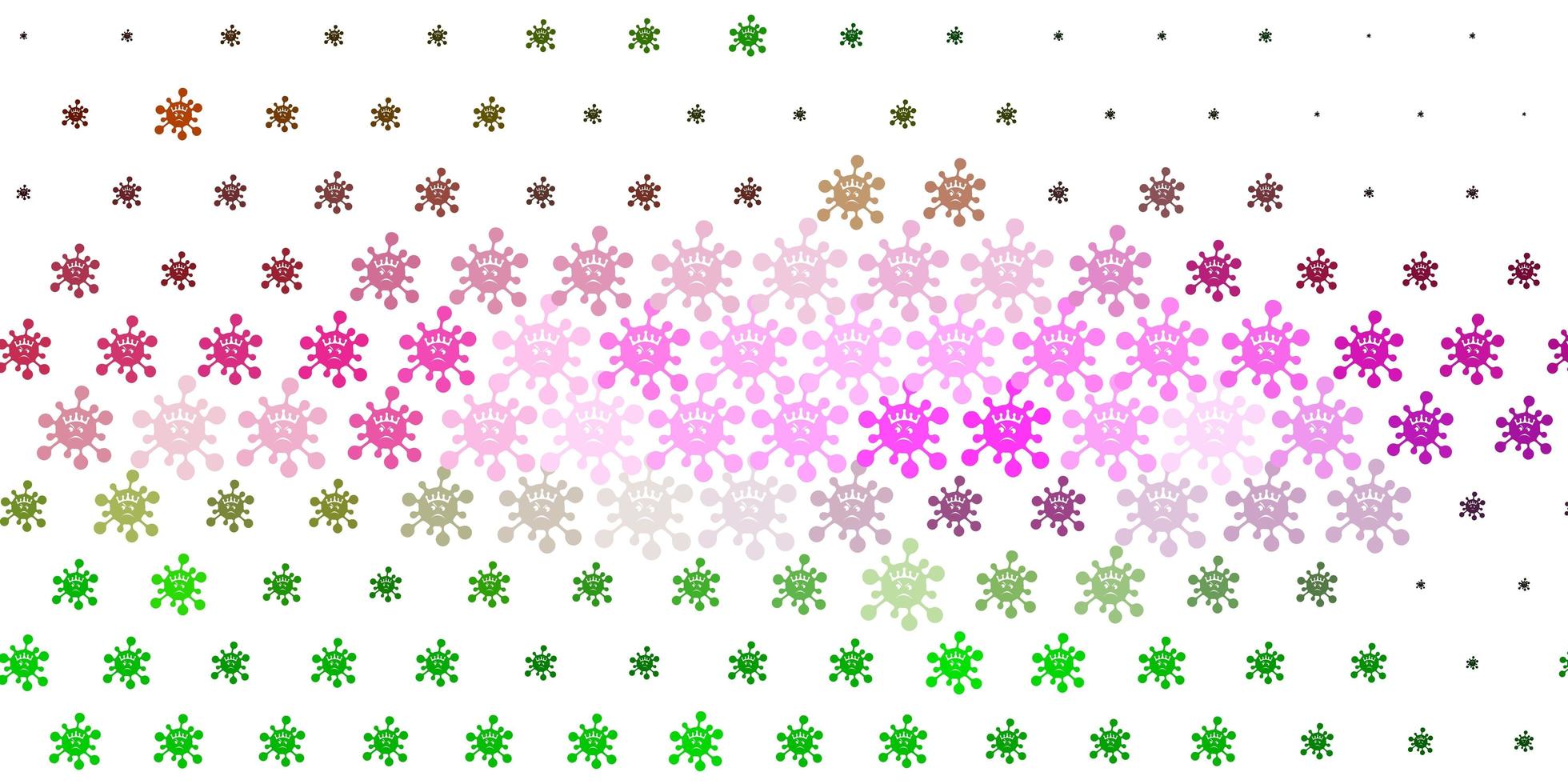 Light Pink, Green vector background with covid-19 symbols.