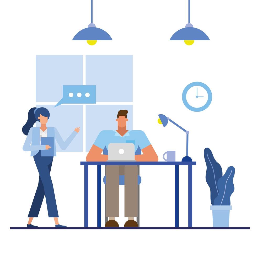 Flat design people in the office vector