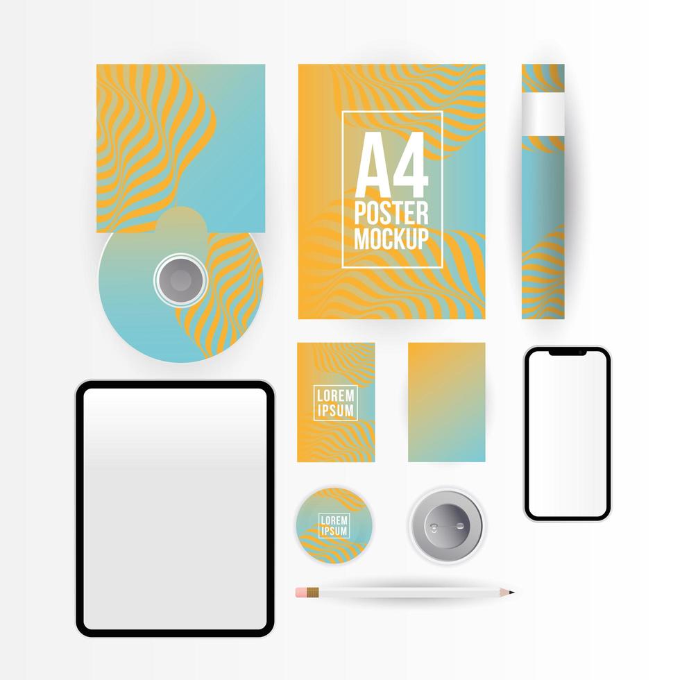 Modern stationery and gadget mock-up template vector