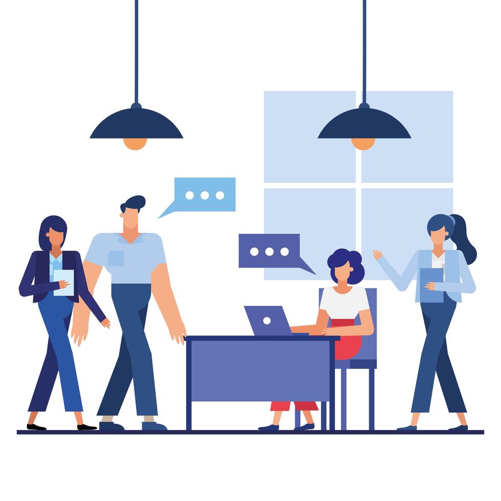 Flat design businesspeople in the office vector