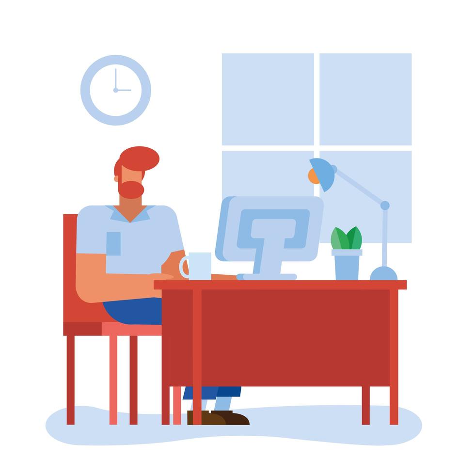 Flat design man working in the office vector