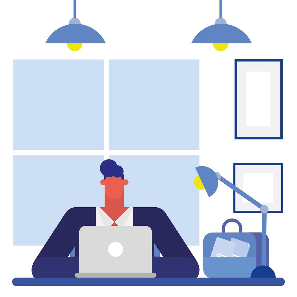 Flat design man working in the office vector