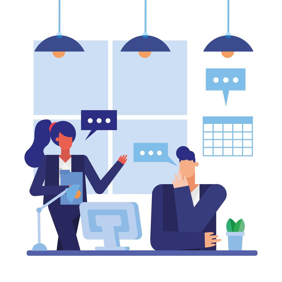 Flat design businesspeople in the office vector