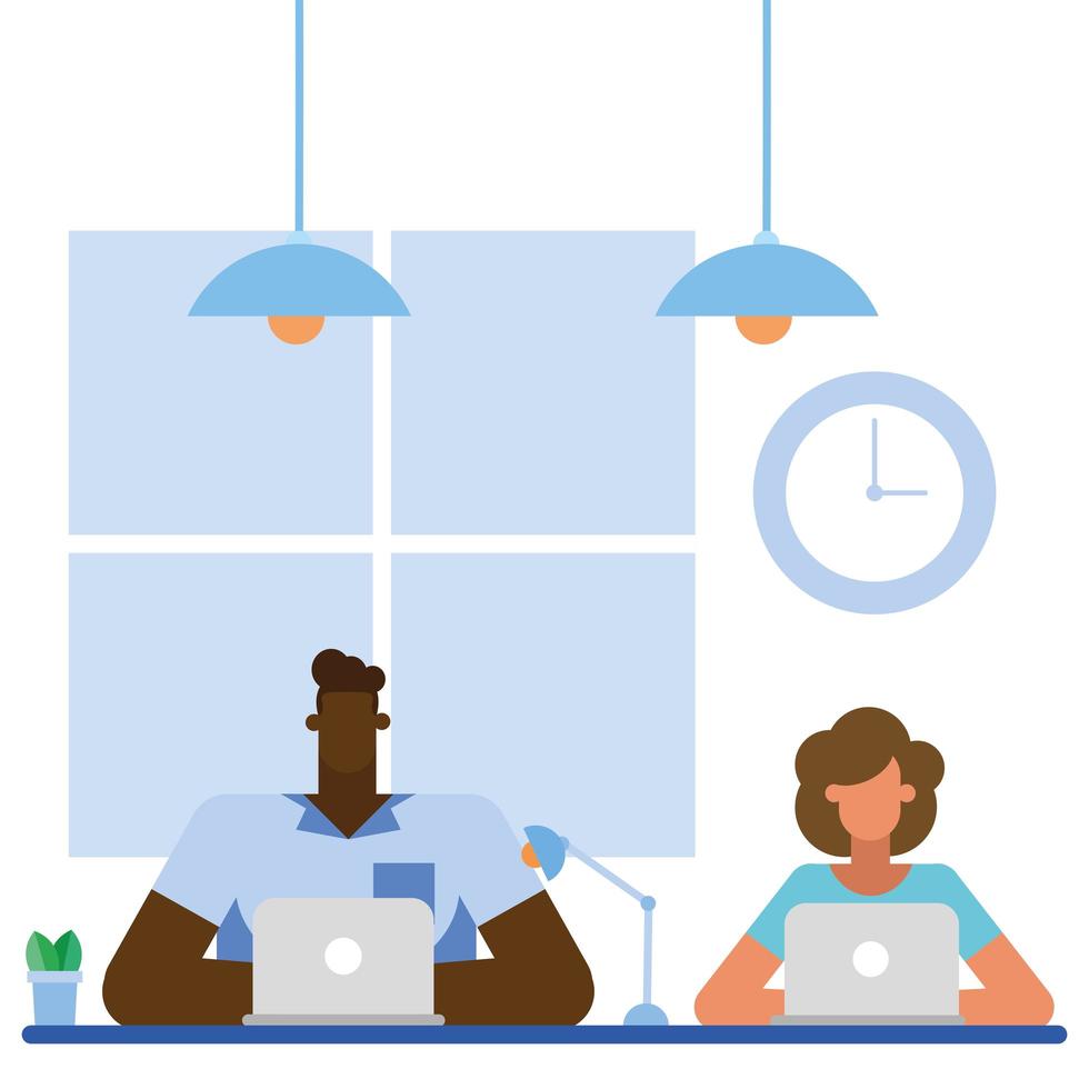 Flat design people in the office vector