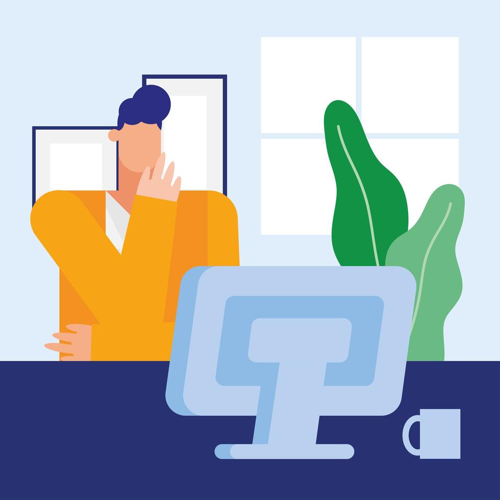 Flat design man working in the office vector
