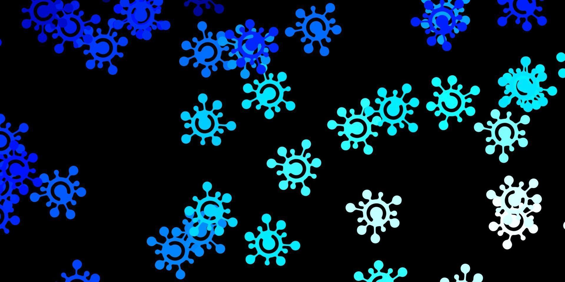 Dark blue vector background with covid-19 symbols.