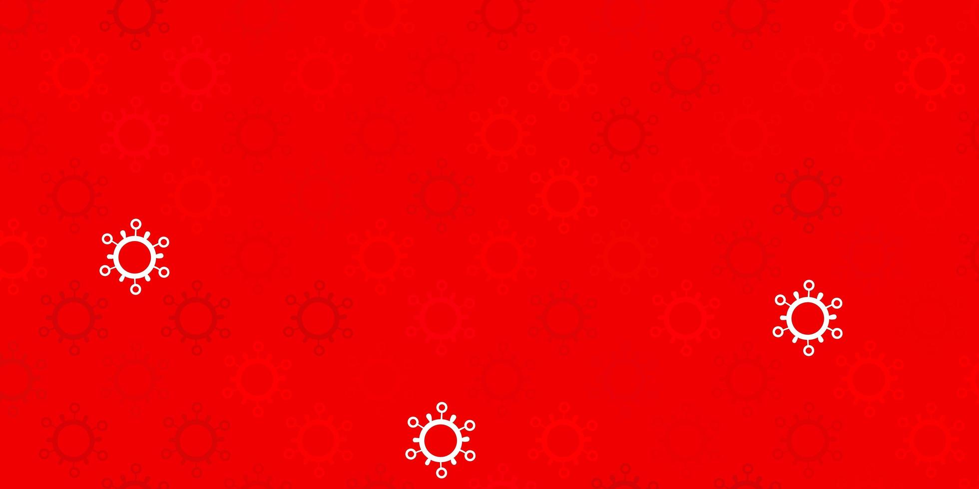 Dark red vector background with covid-19 symbols.