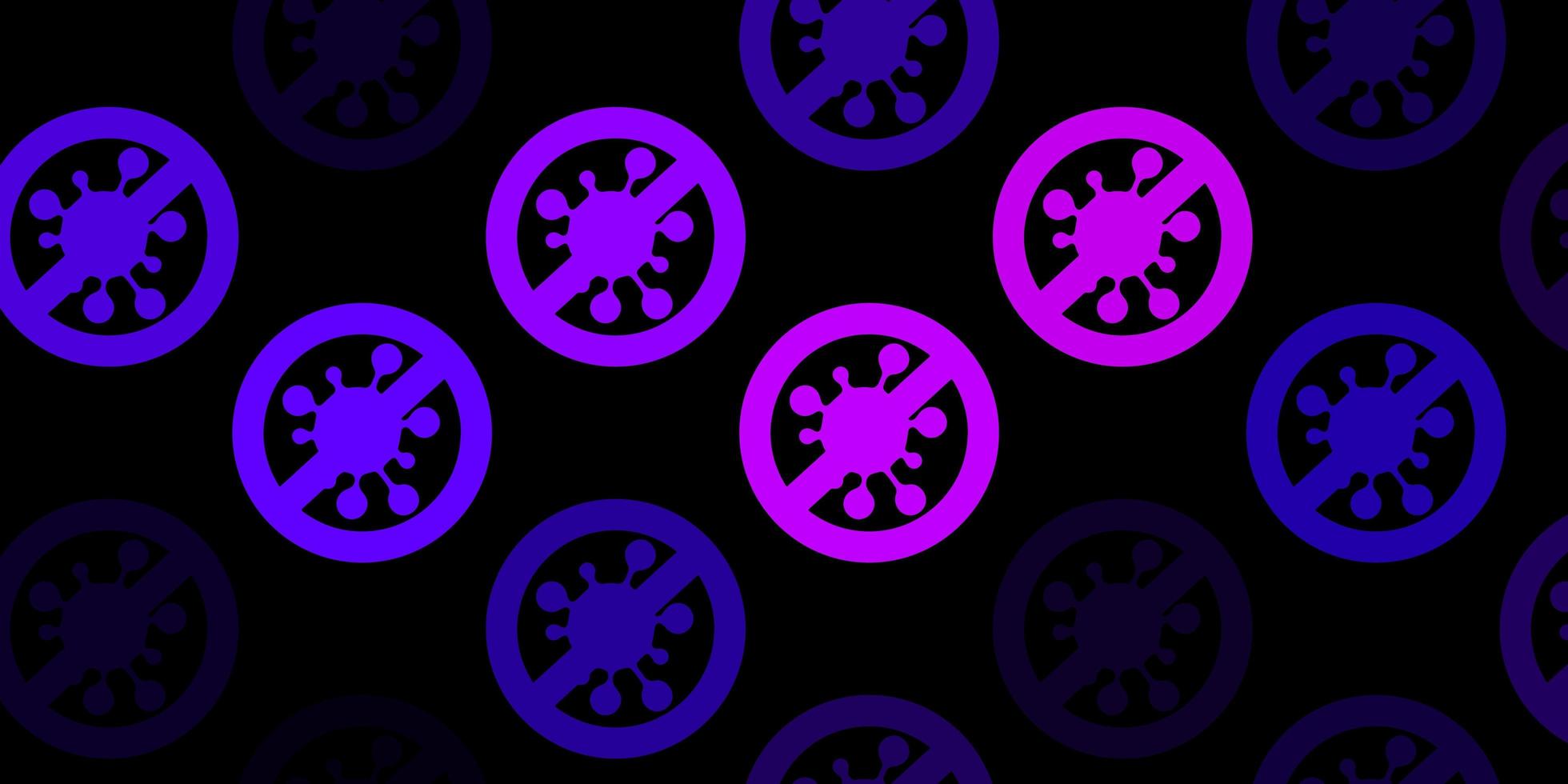 Dark Purple vector backdrop with virus symbols.