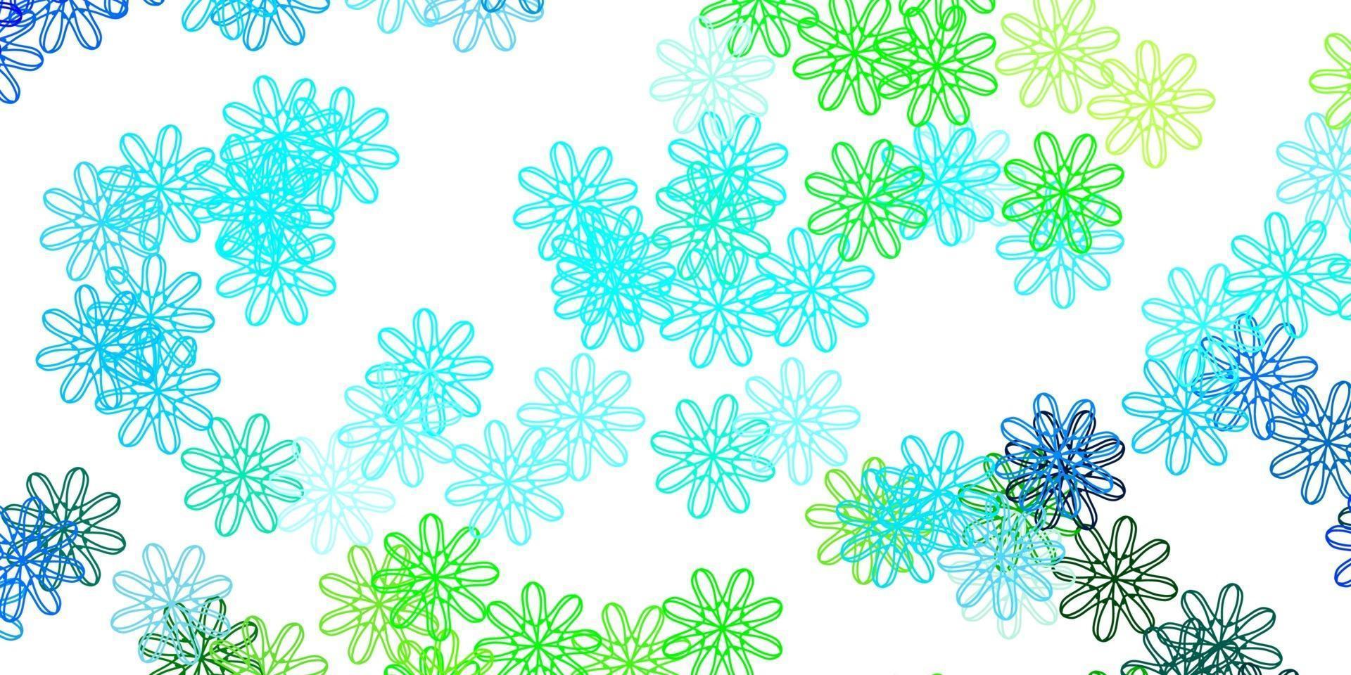 Light Blue, Green vector doodle pattern with flowers.