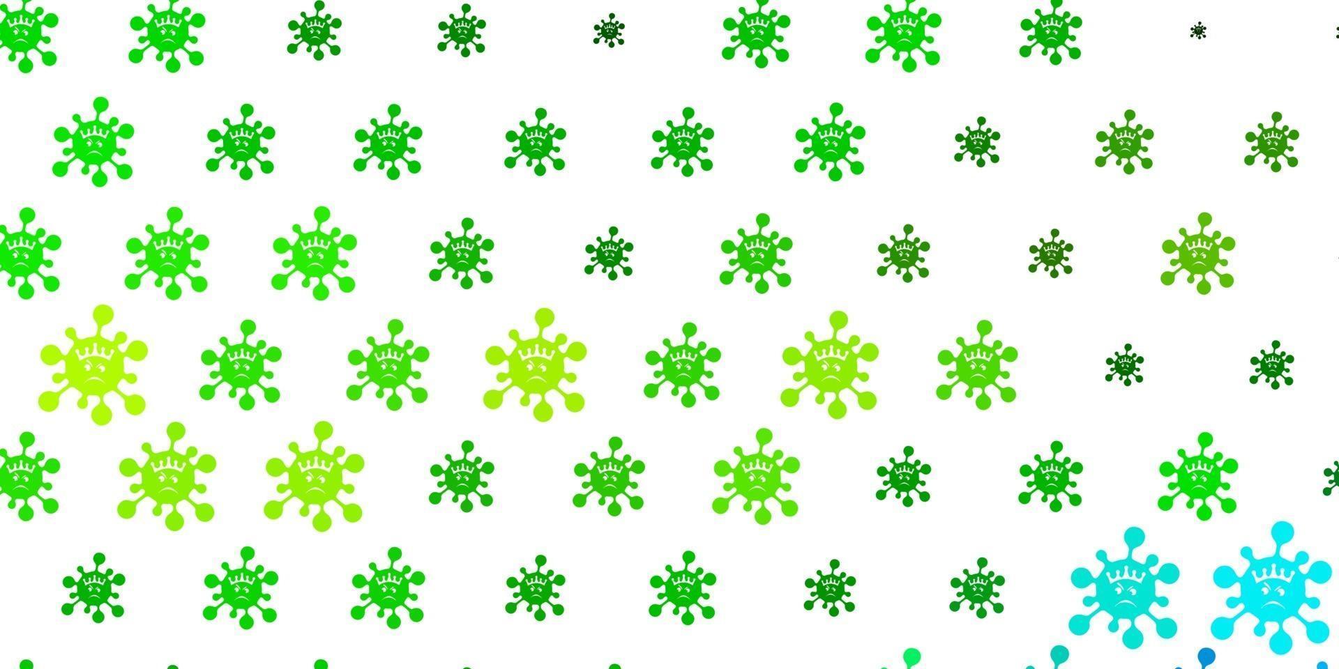 Light Green, Yellow vector background with covid-19 symbols.