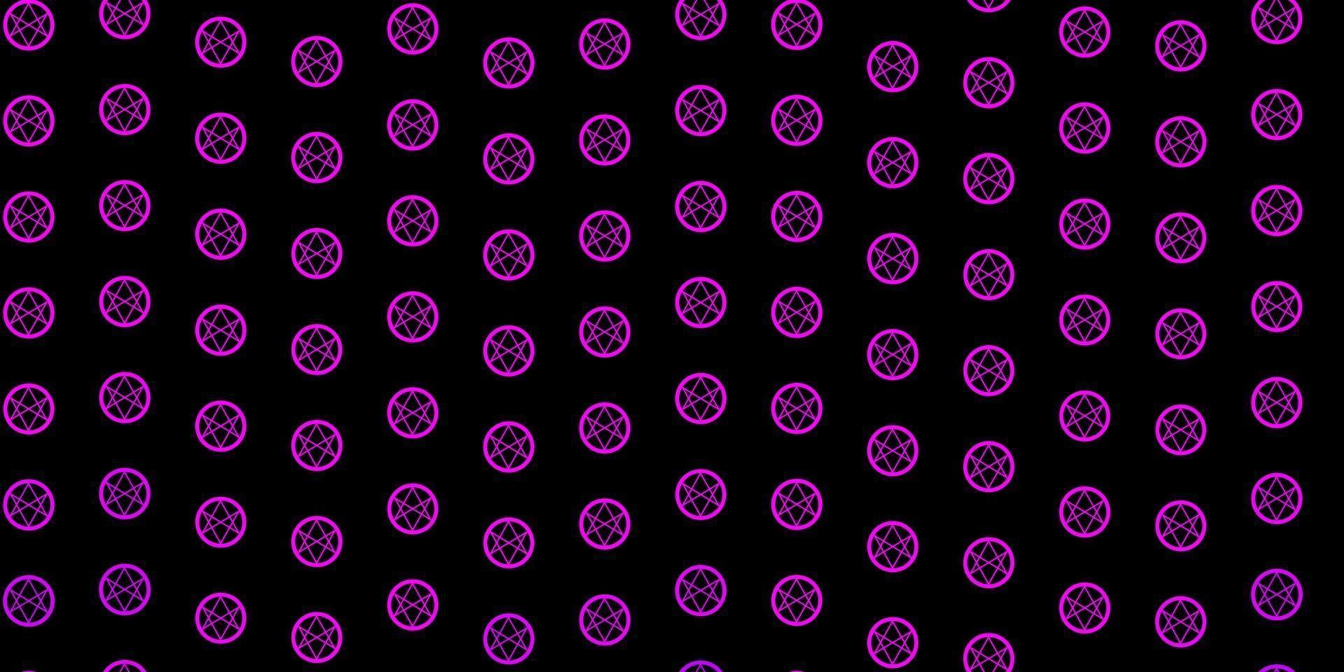 patrón de vector púrpura oscuro, rosa con elementos mágicos.