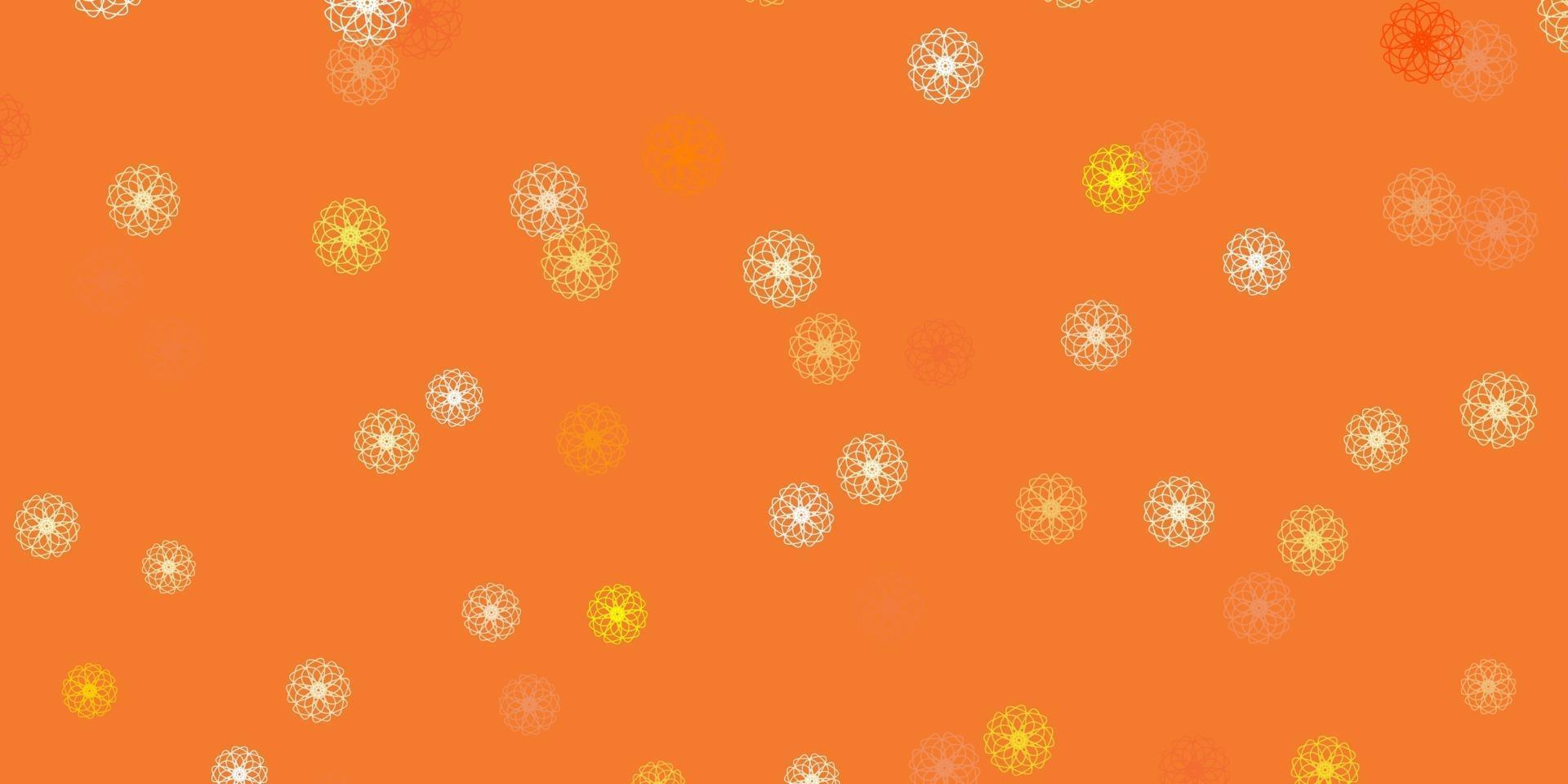 Light yellow vector doodle texture with flowers.