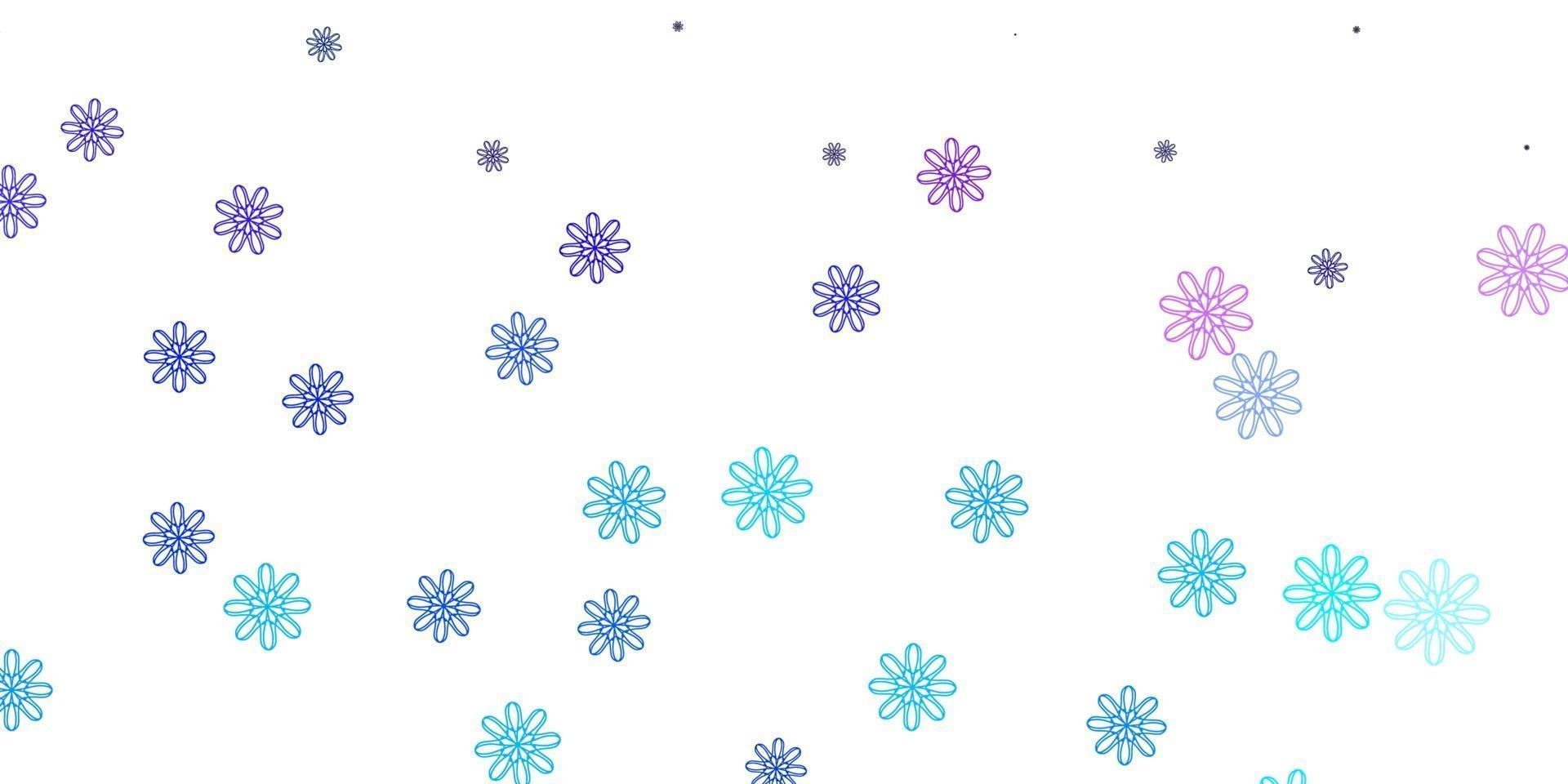 Light Pink, Blue vector doodle pattern with flowers.
