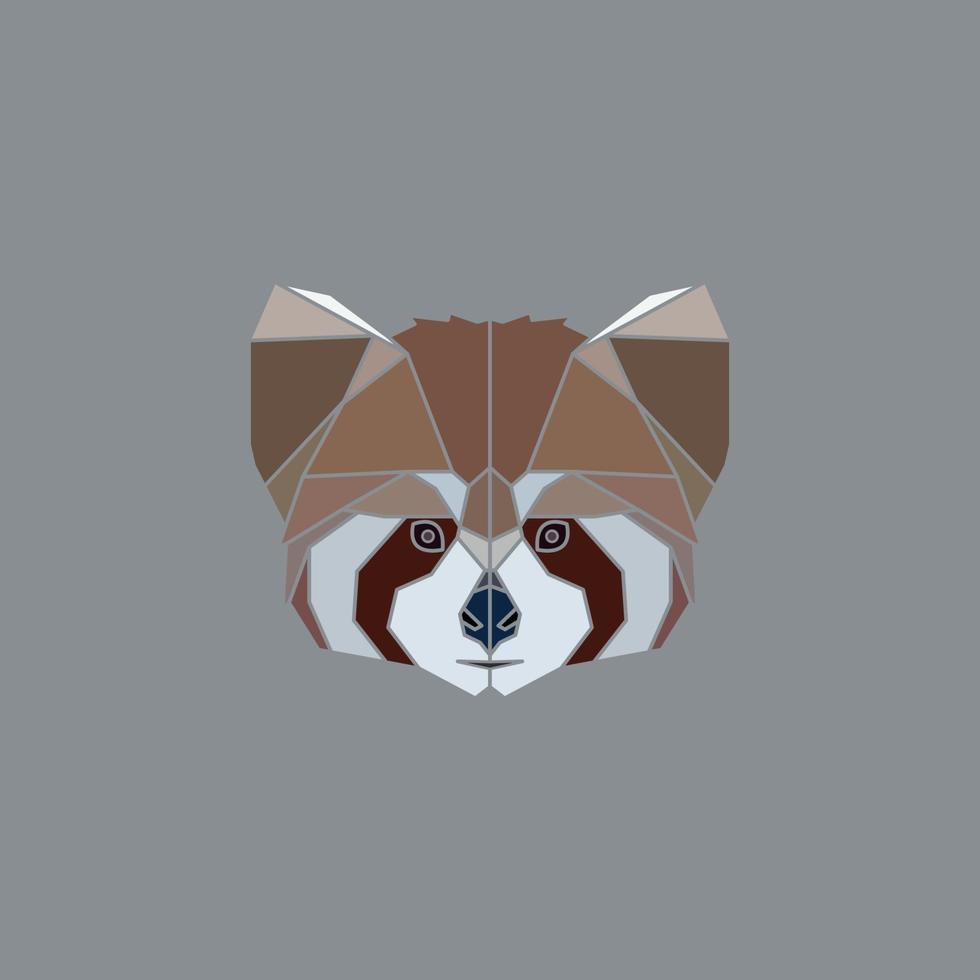 geometric red panda head vector