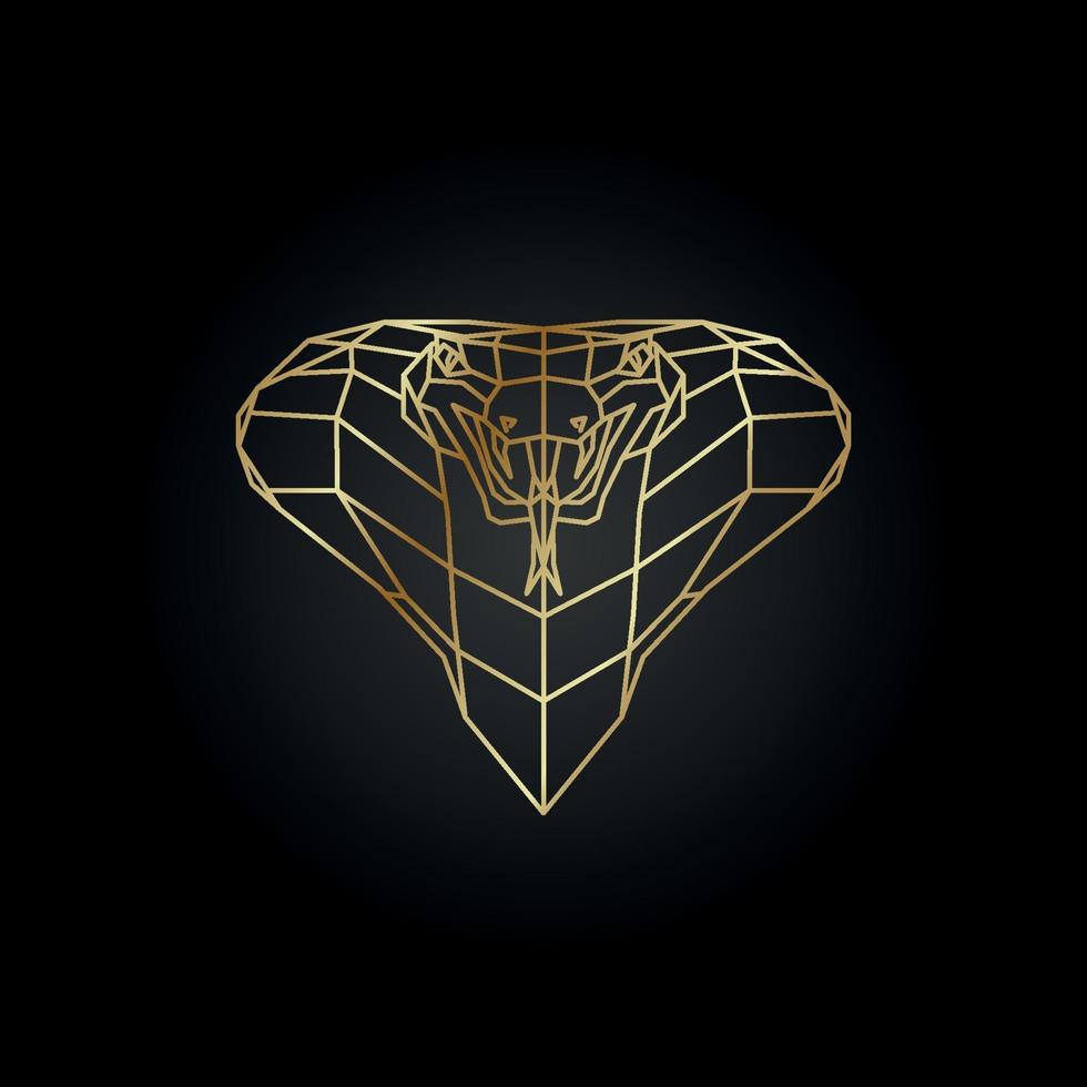 Abstract gold cobra polygon template on a black background. vector