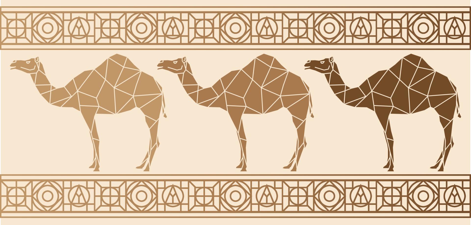 Background with camels Ethnic pattern vector