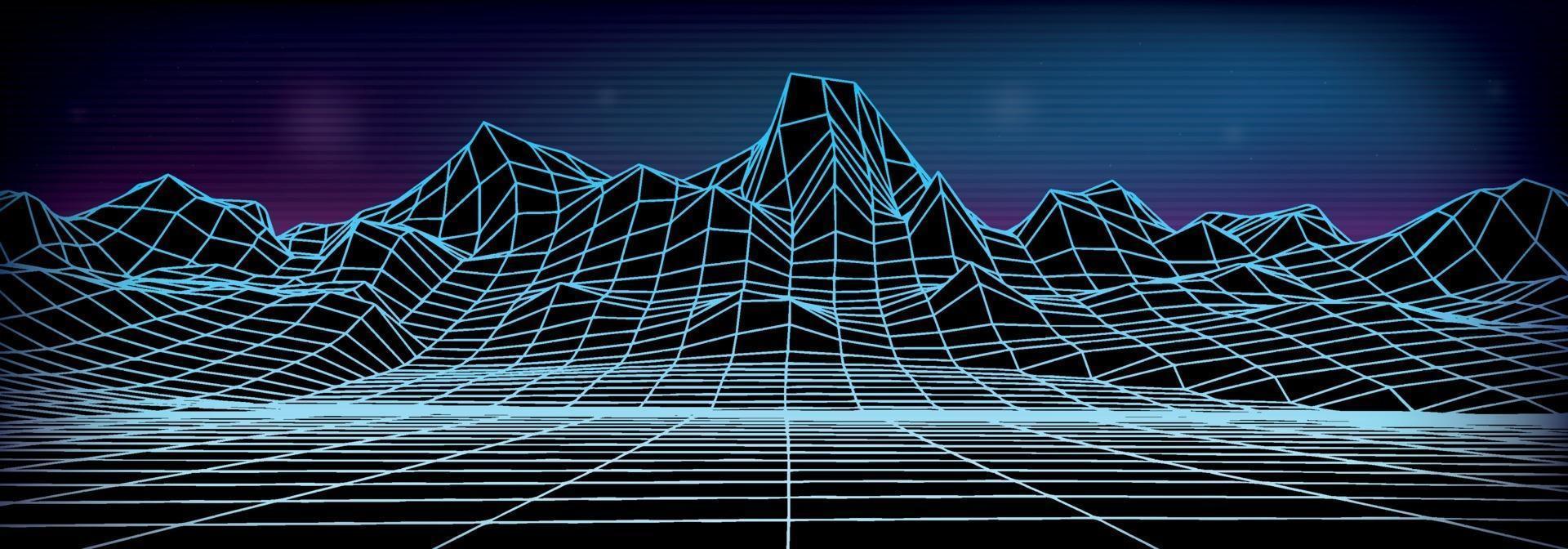 Abstract wireframe landscape background. vector