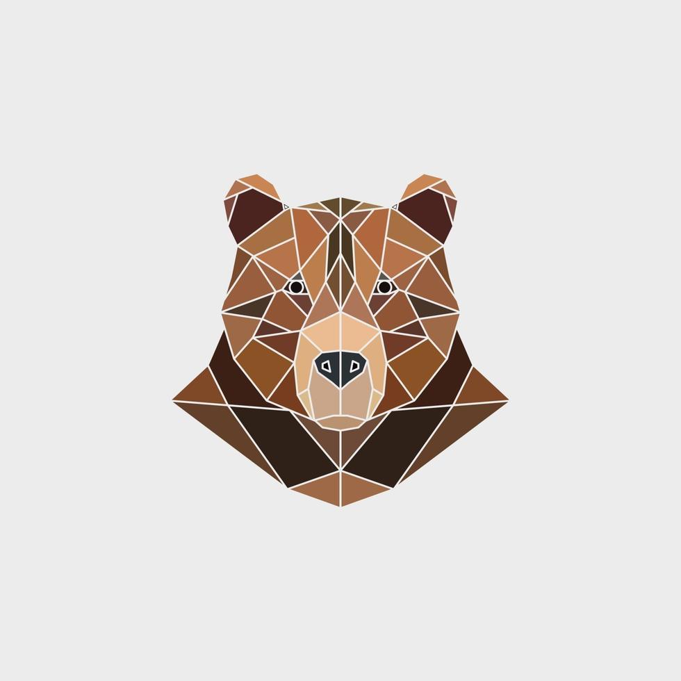 Brown bear portrait. Abstract polygonal design. vector