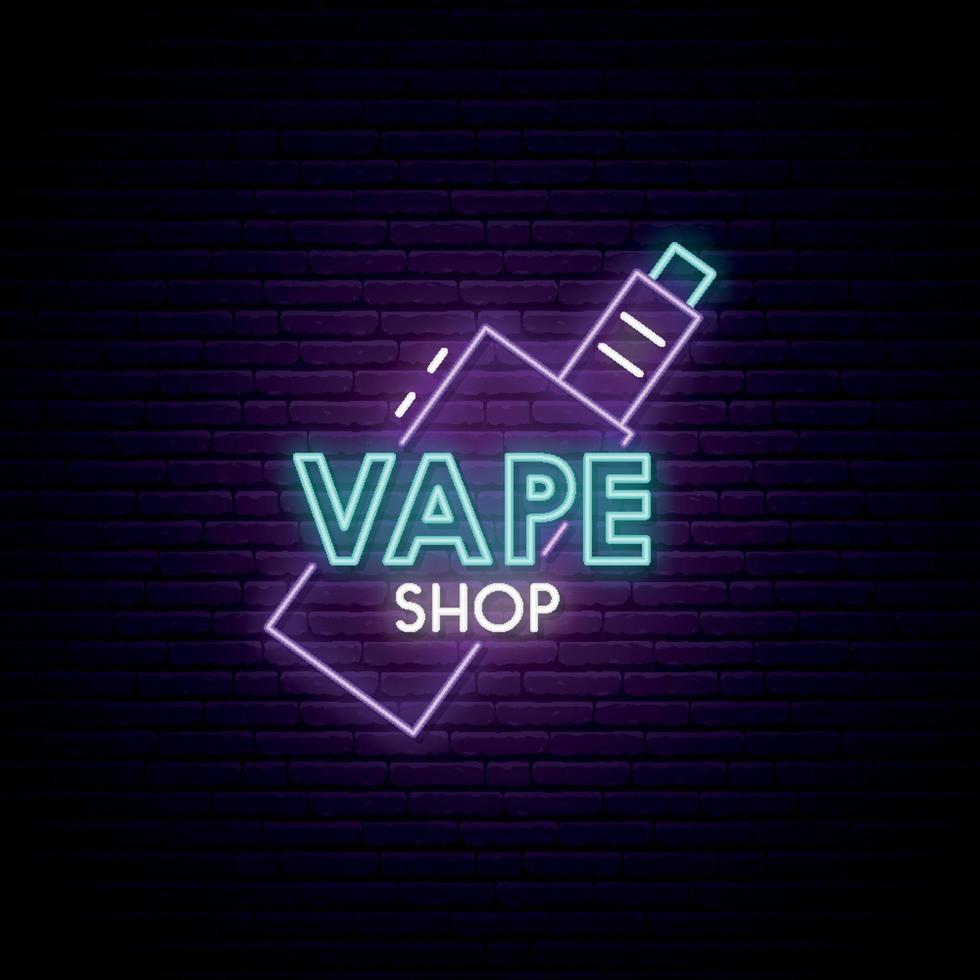 Vape shop neon sign vector