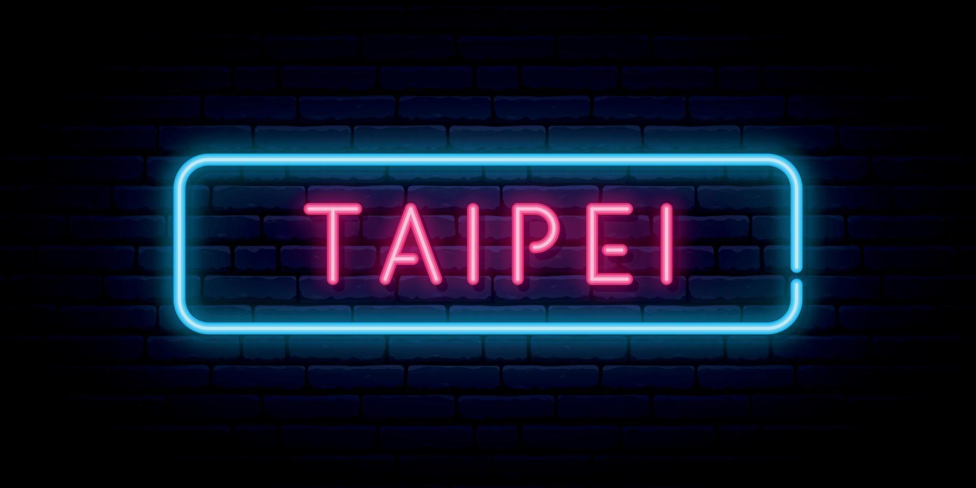 Taipei neon sign vector