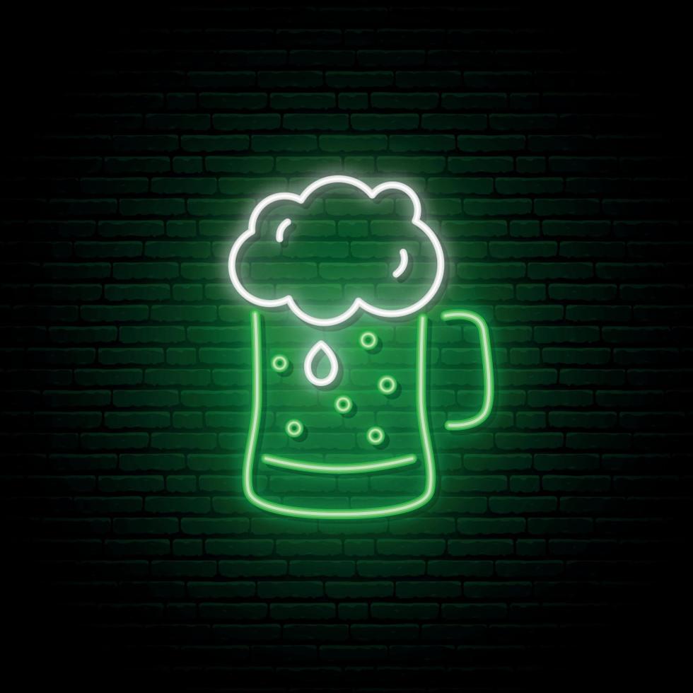 Green beer neon sign. Irish Ale signboard vector
