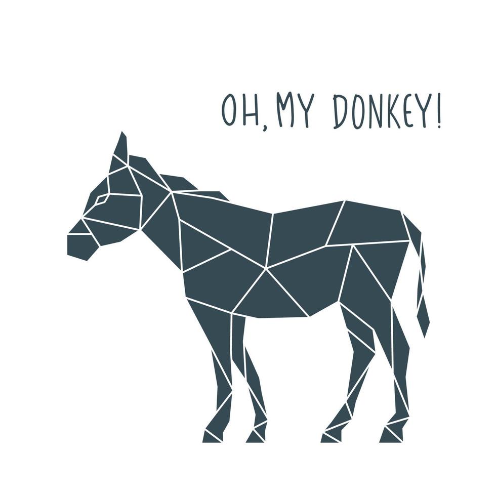 Geometric Donkey illustration with funny lettering. vector