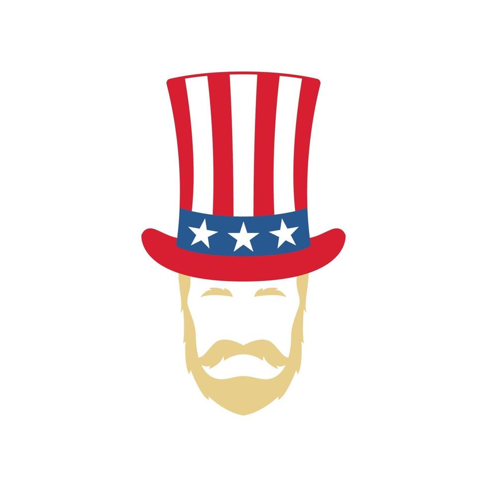 Uncle Sam portrait. 4th July Independence Day. vector