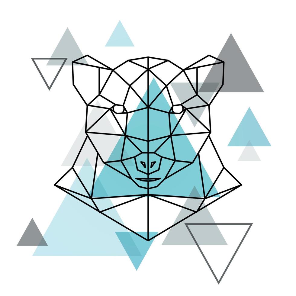 Abstract geometric head of a polar bear. vector