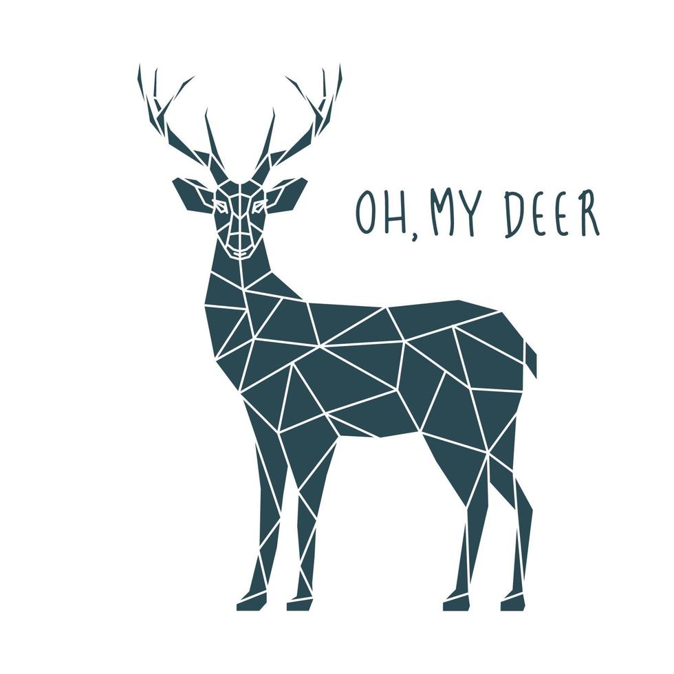 Oh my deer, vector illustration. Scandinavian deer side view.