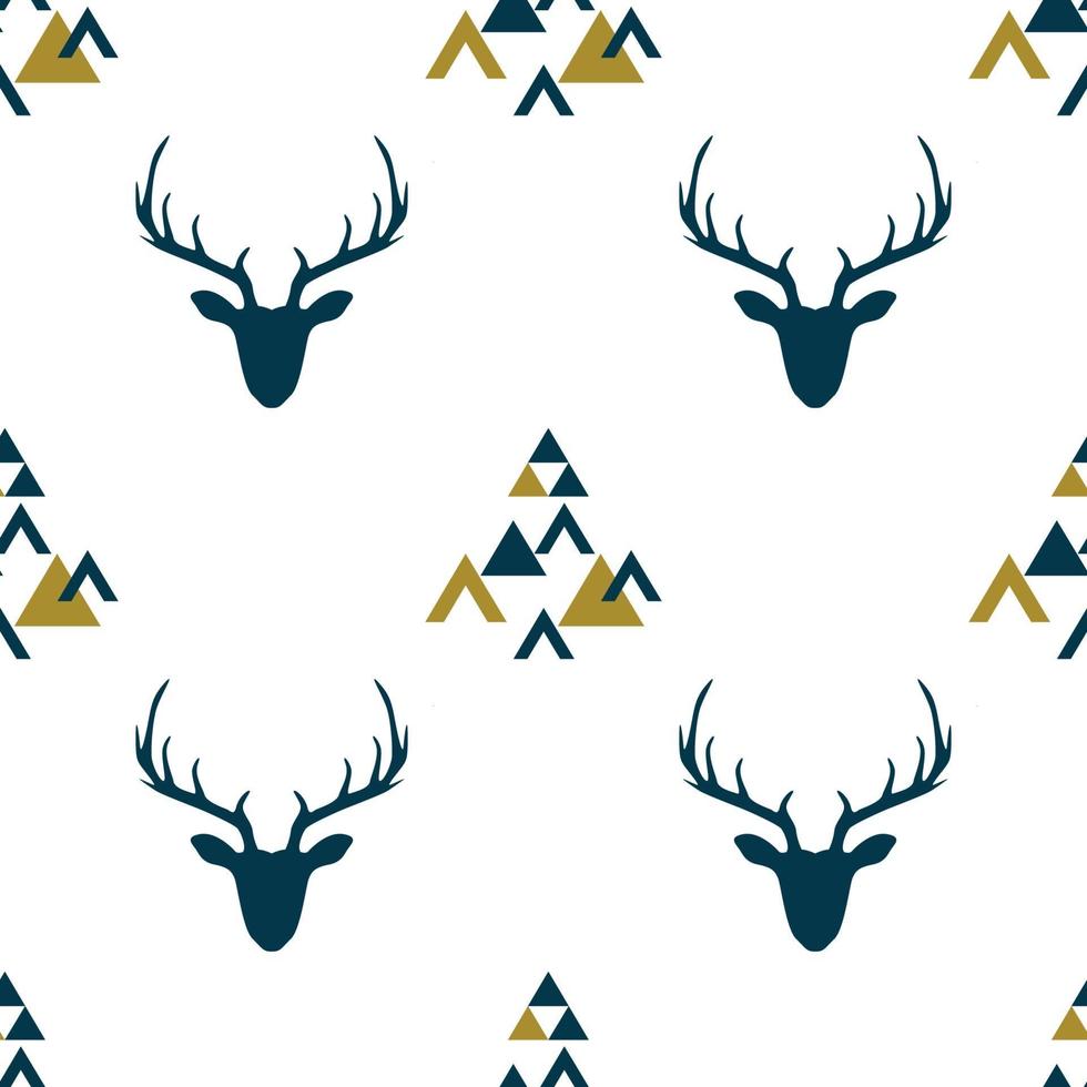 Seamless pattern with depicted silhouettes of Scandinavian deer. vector