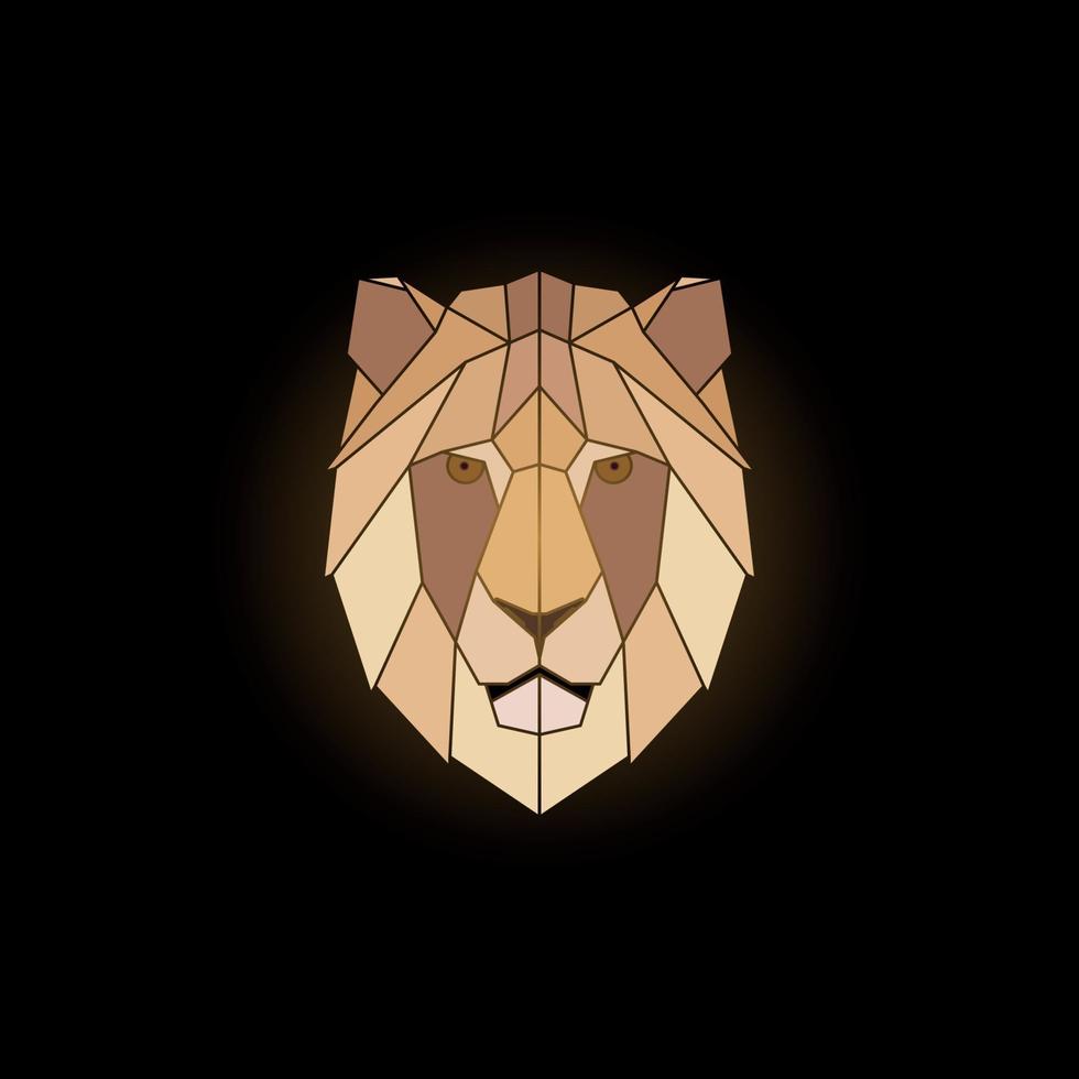 Geometric lion head design on black background. vector