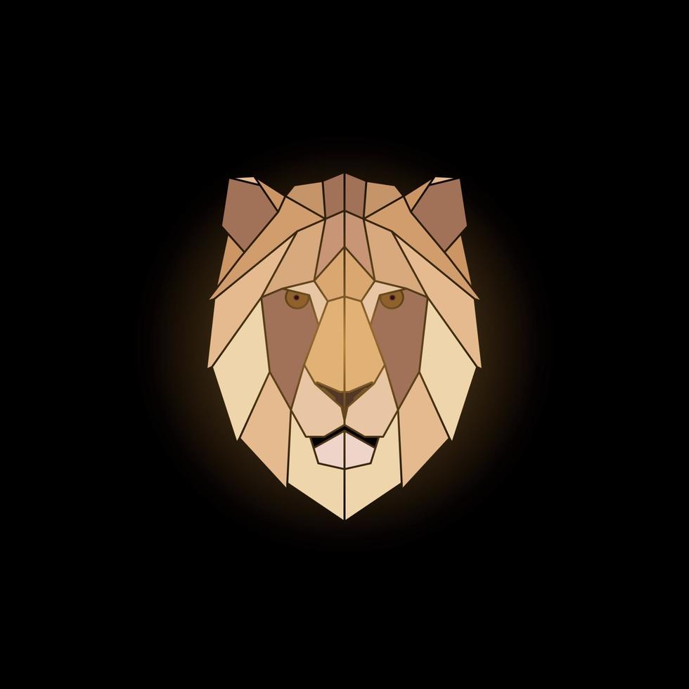 Geometric lion head design on black background. vector