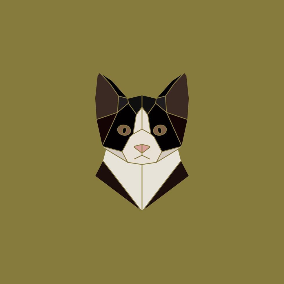 Signo geométrico de cabeza de gato en estilo poligonal abstracto. vector