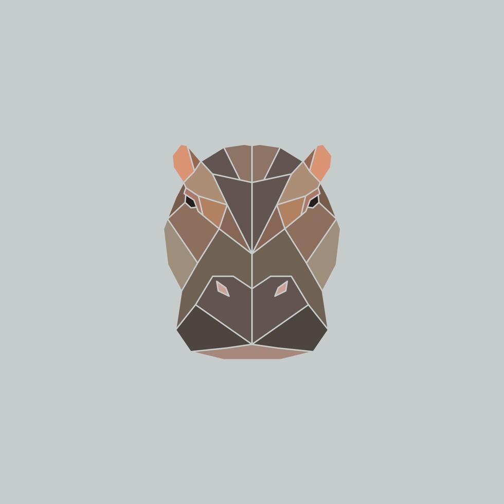 Polygonal hippopotamus, polygon triangle head animal vector