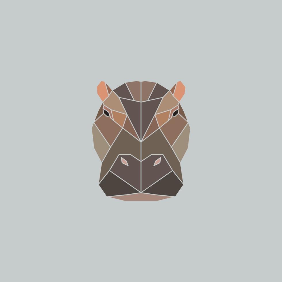 Polygonal hippopotamus, polygon triangle head animal vector