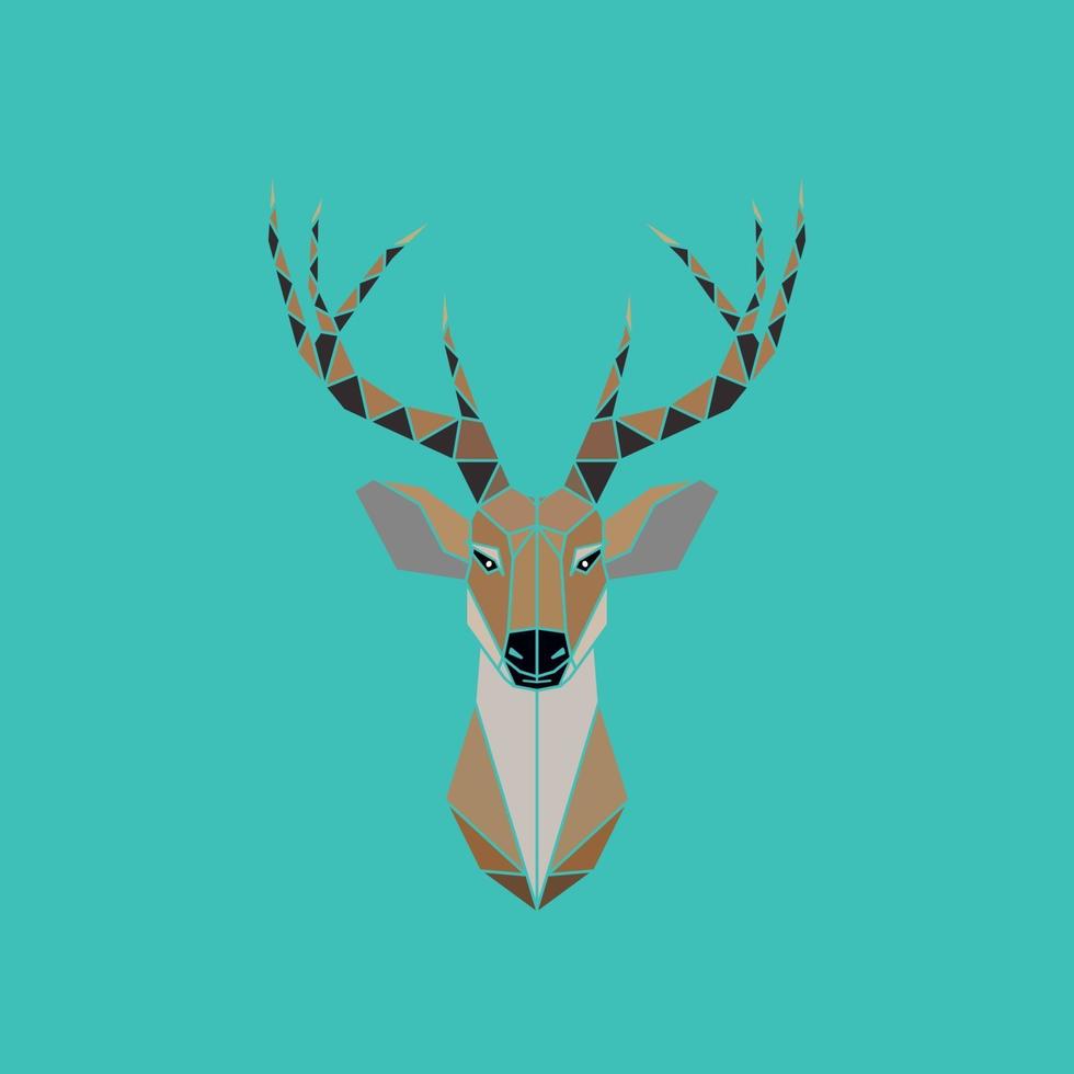 Deer head abstract isolated on a green backgrounds. Geometric style. vector