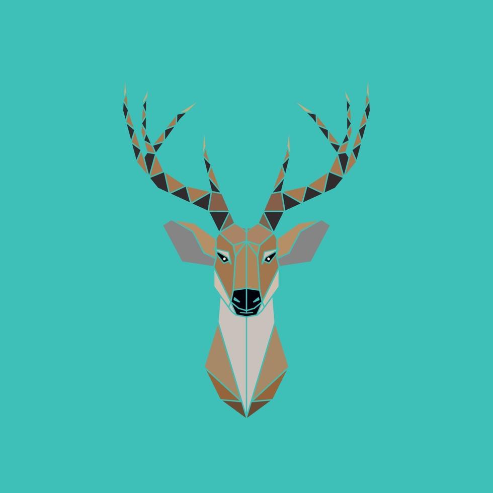 Deer head abstract isolated on a green backgrounds. Geometric style. vector