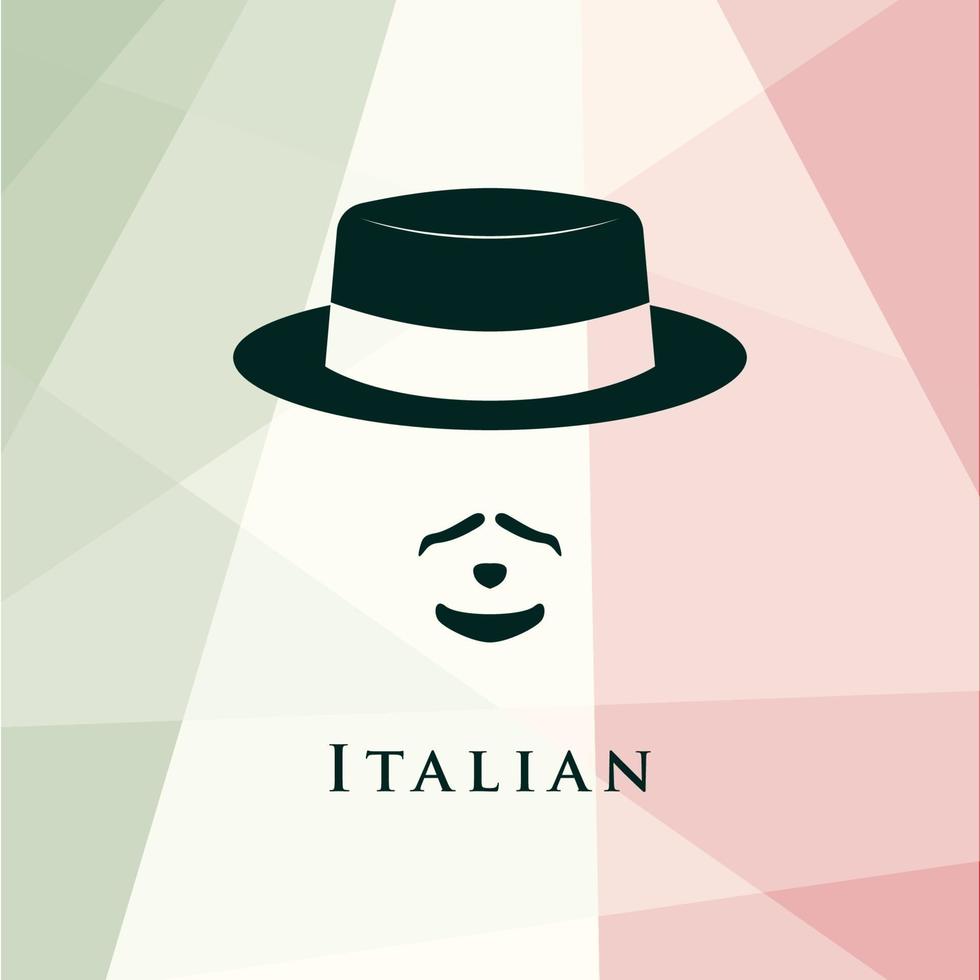 Avatar de hombre italiano sobre fondo de bandera italiana. vector