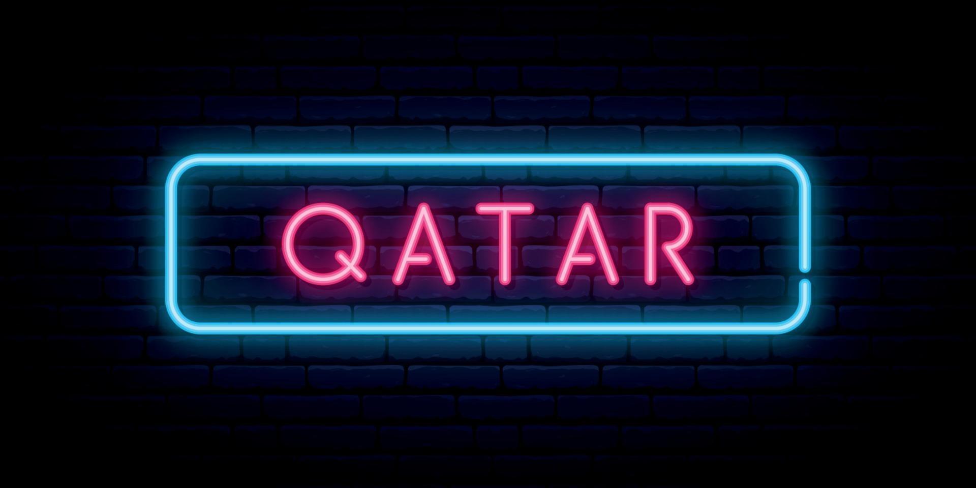 Qatar neon sign. Bright light signboard. vector