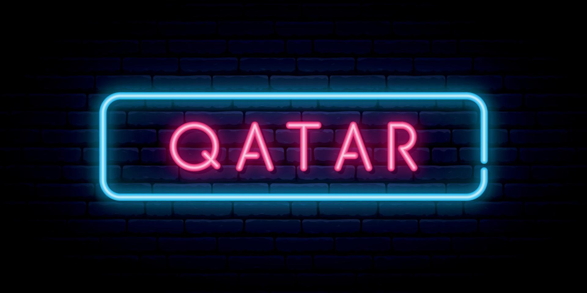 Qatar neon sign. Bright light signboard. vector