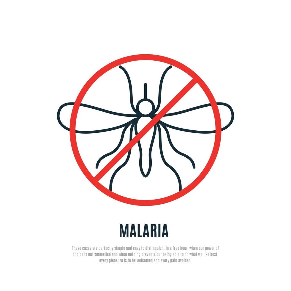 señal de prohibición de mosquitos. banner del día mundial de la malaria. vector