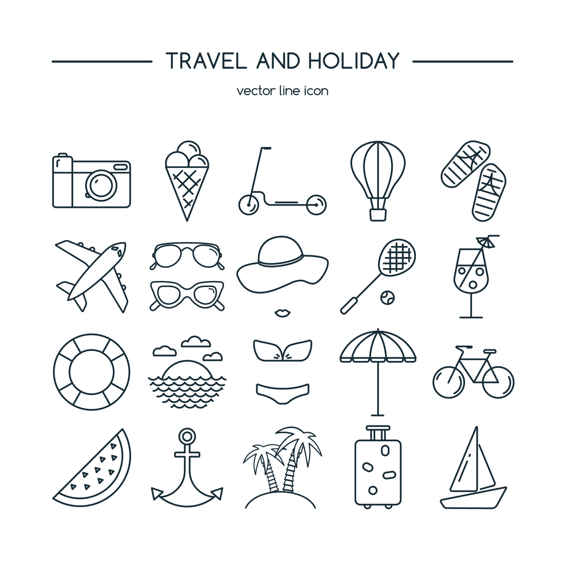 Travel and holiday icon set. Vector illustration. 1986366 Vector Art at ...