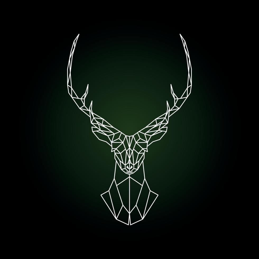 Geometric deer head on dark green background. vector