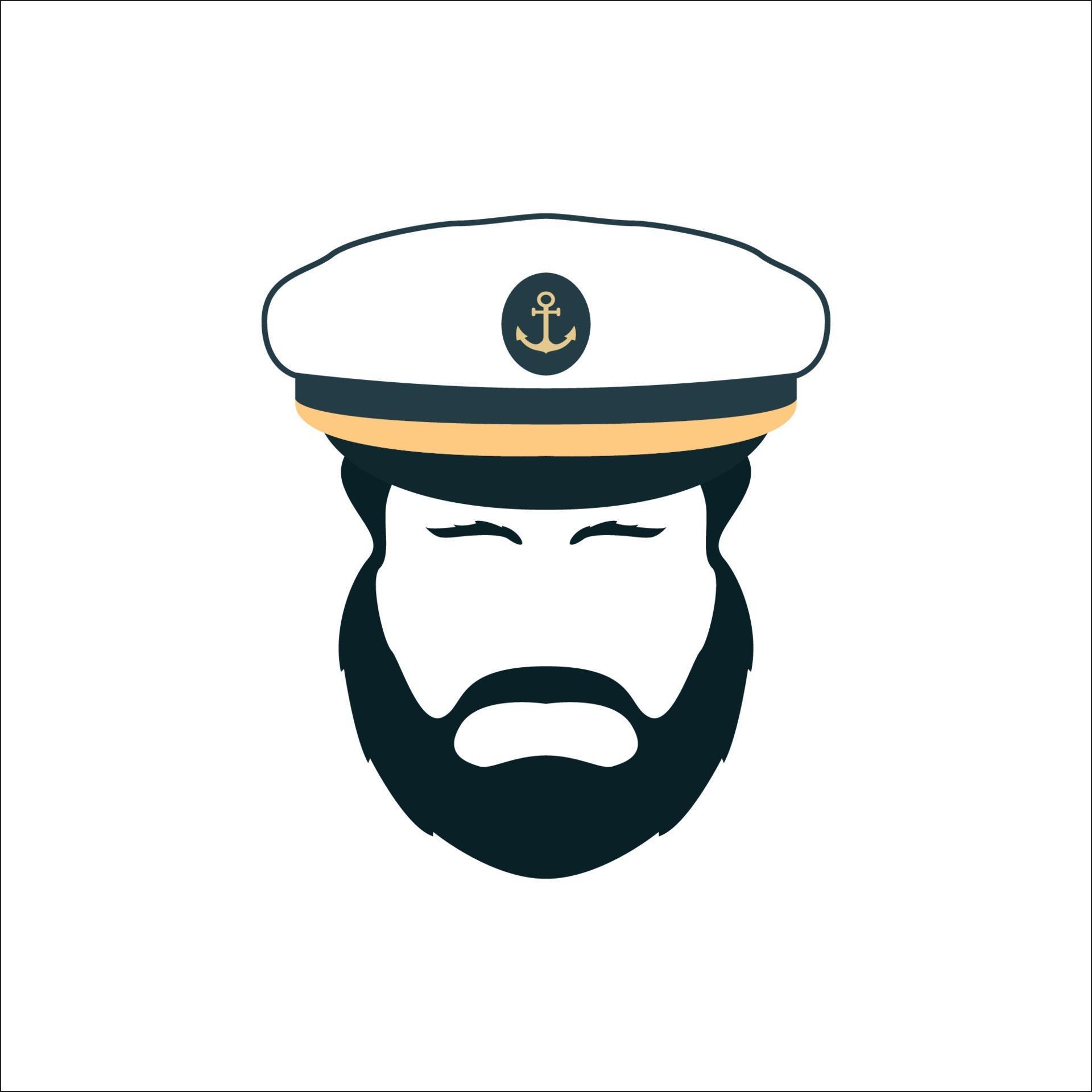 Captain Face Silhouette. Skipper in a Hat Emblem. 1986399 Vector Art at Vecteezy