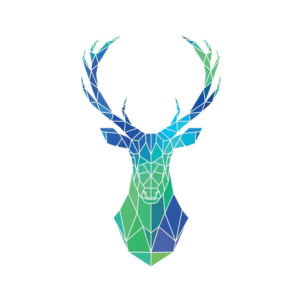 Deer low poly portrait. Blue and green gradient. vector