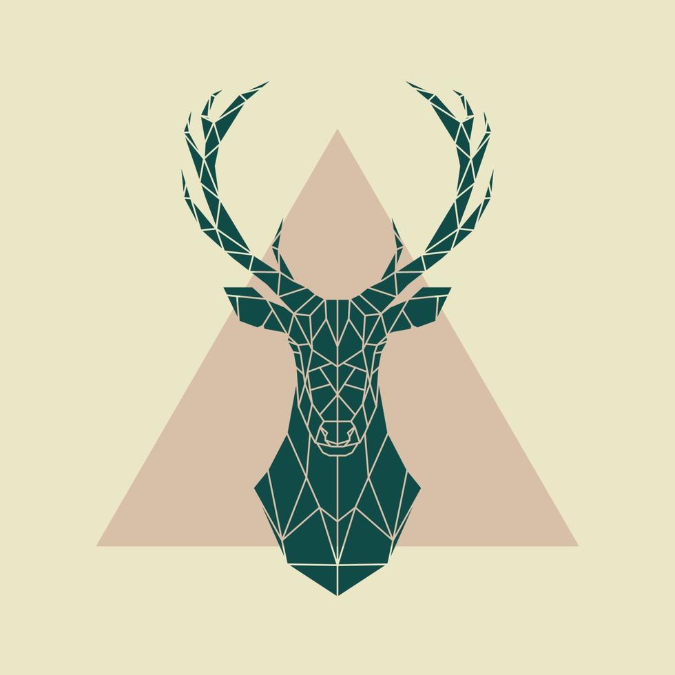 Deer green geometric sign. Vector illustration.