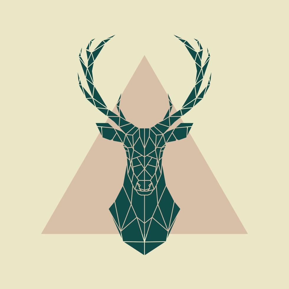 Deer green geometric sign. Vector illustration.