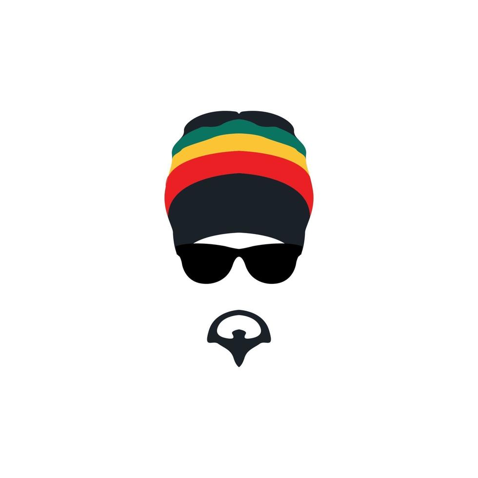 Man wearing rastafarian hat icon in flat style. vector