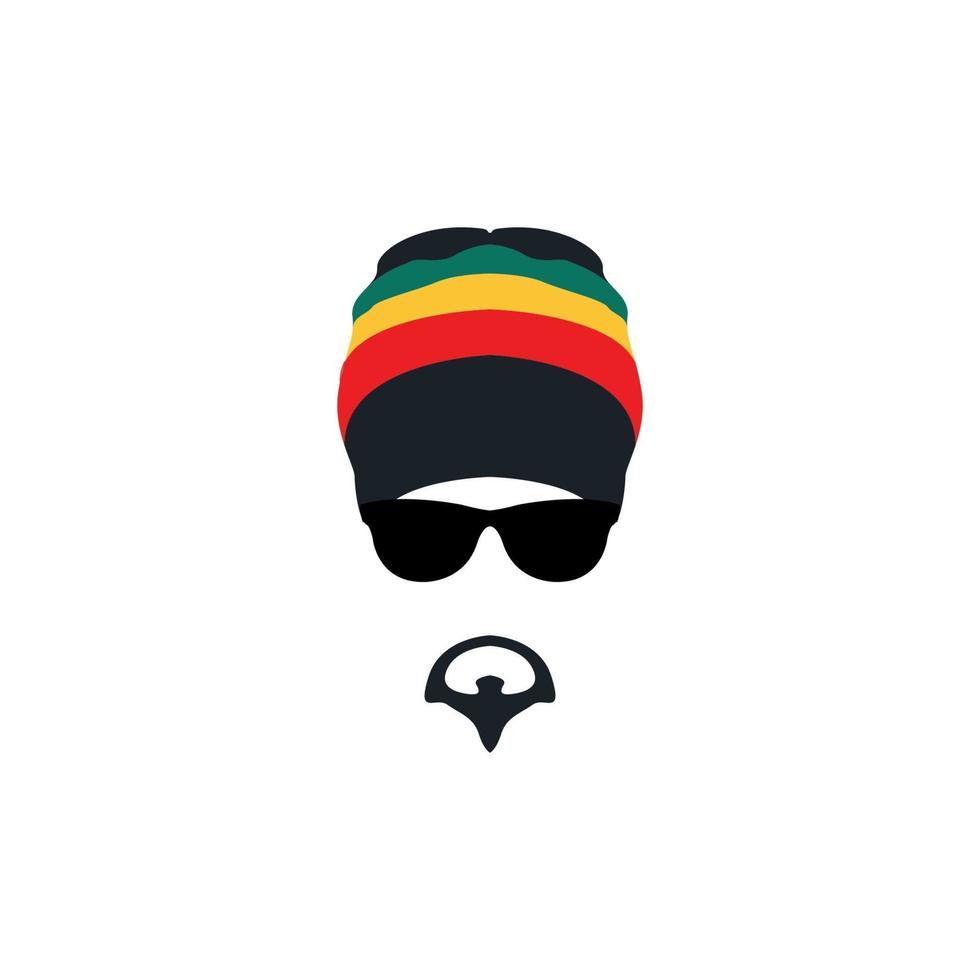 Man wearing rastafarian hat icon in flat style. vector